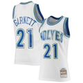 MATTH M.Timberwolves #21 Kevin Garnett Mitchell & Ness White 1995-1996 Hardwood Classics Swingman Stitched Jerseys