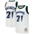MATTH M.Timberwolves #21 Kevin Garnett Mitchell & Ness White Hardwood Classics Swingman Stitched Jerseys