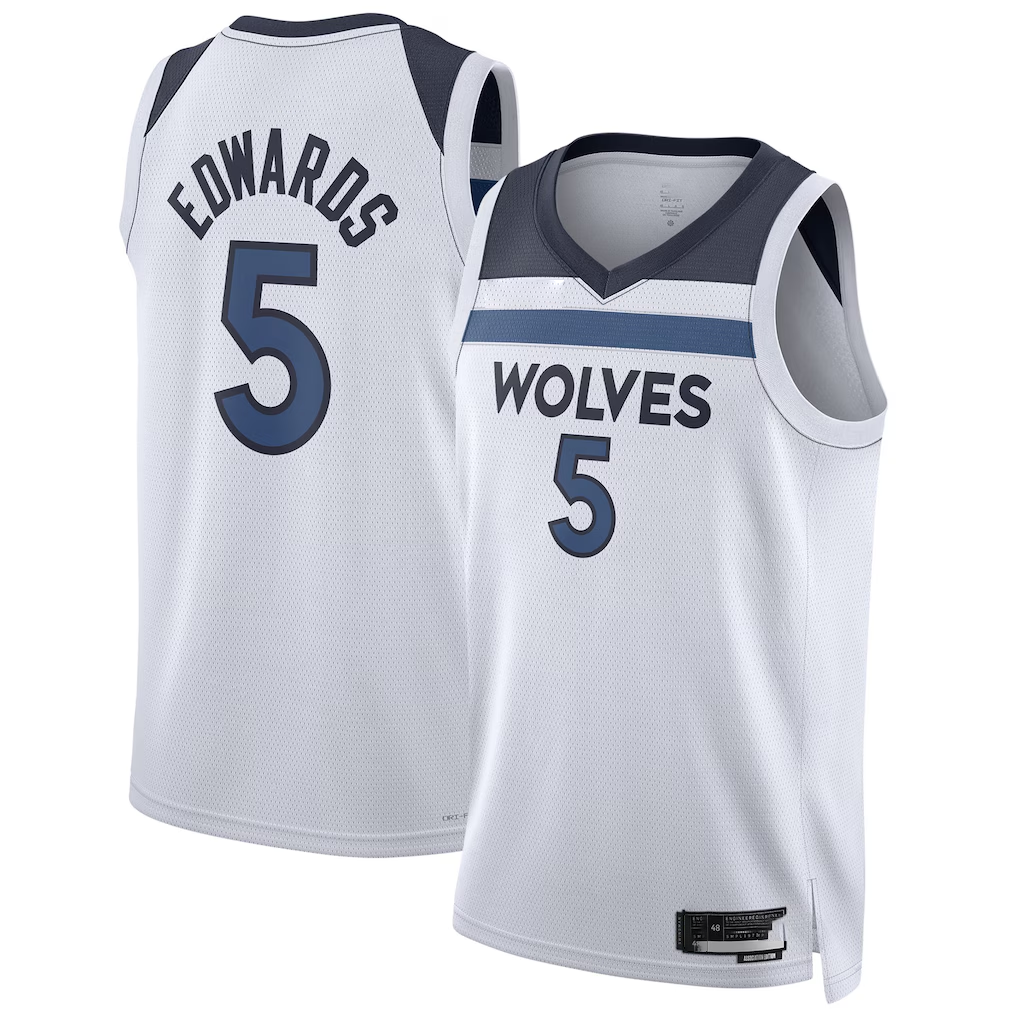 MATTH M.Timberwolves #5 Anthony Edwards White Swingman Stitched Jerseys - Association Edition