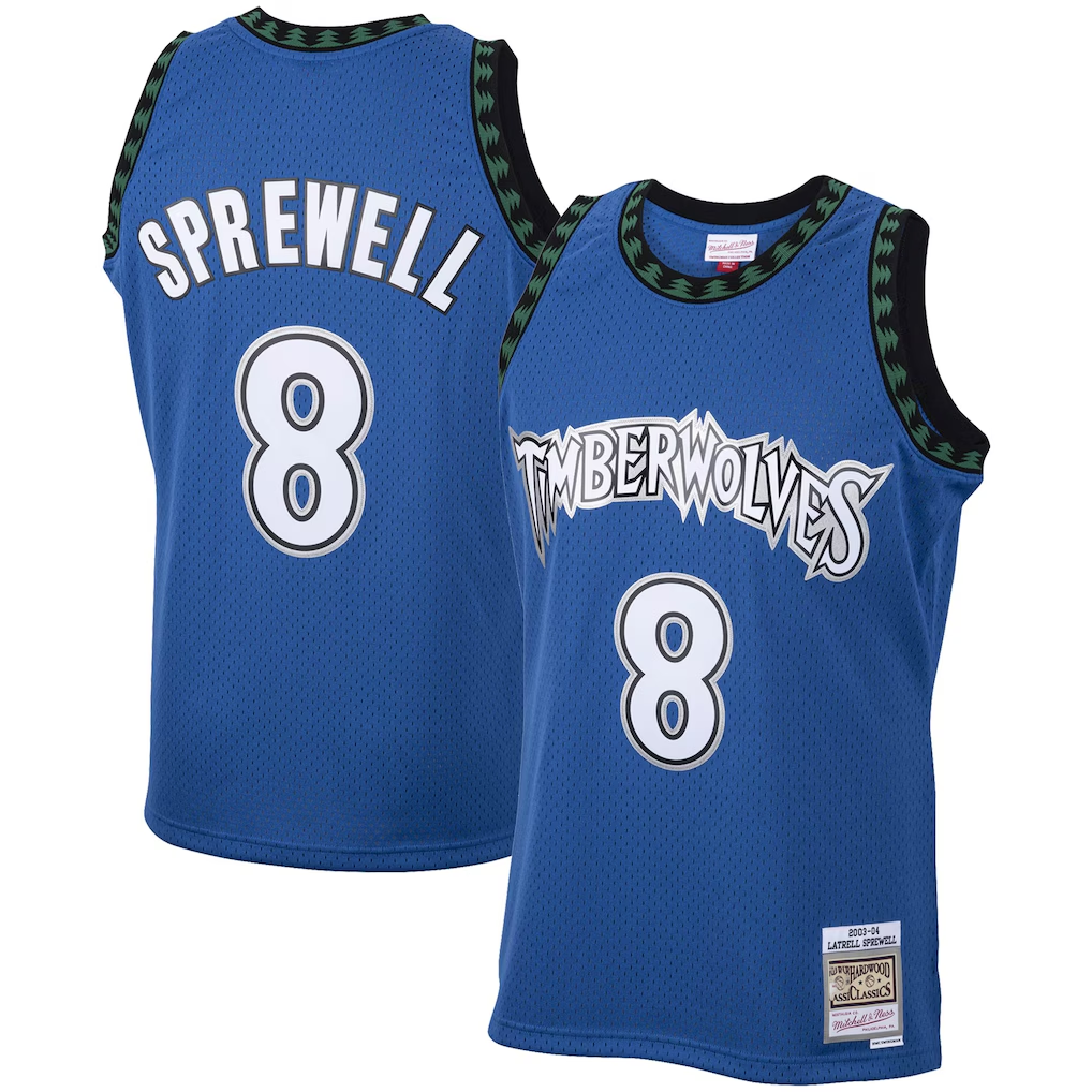 MATTH M.Timberwolves #8 Latrell Sprewell Mitchell & Ness Blue 2003-2004 Hardwood Classics Swingman Stitched Jerseys