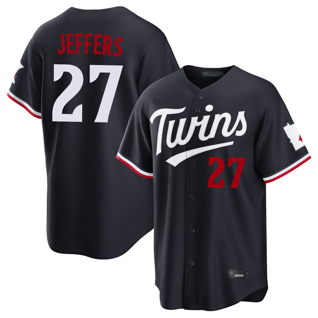 MATTH M.Twins #27 Ryan Jeffers Player Navy Home Game Stitched Jerseys