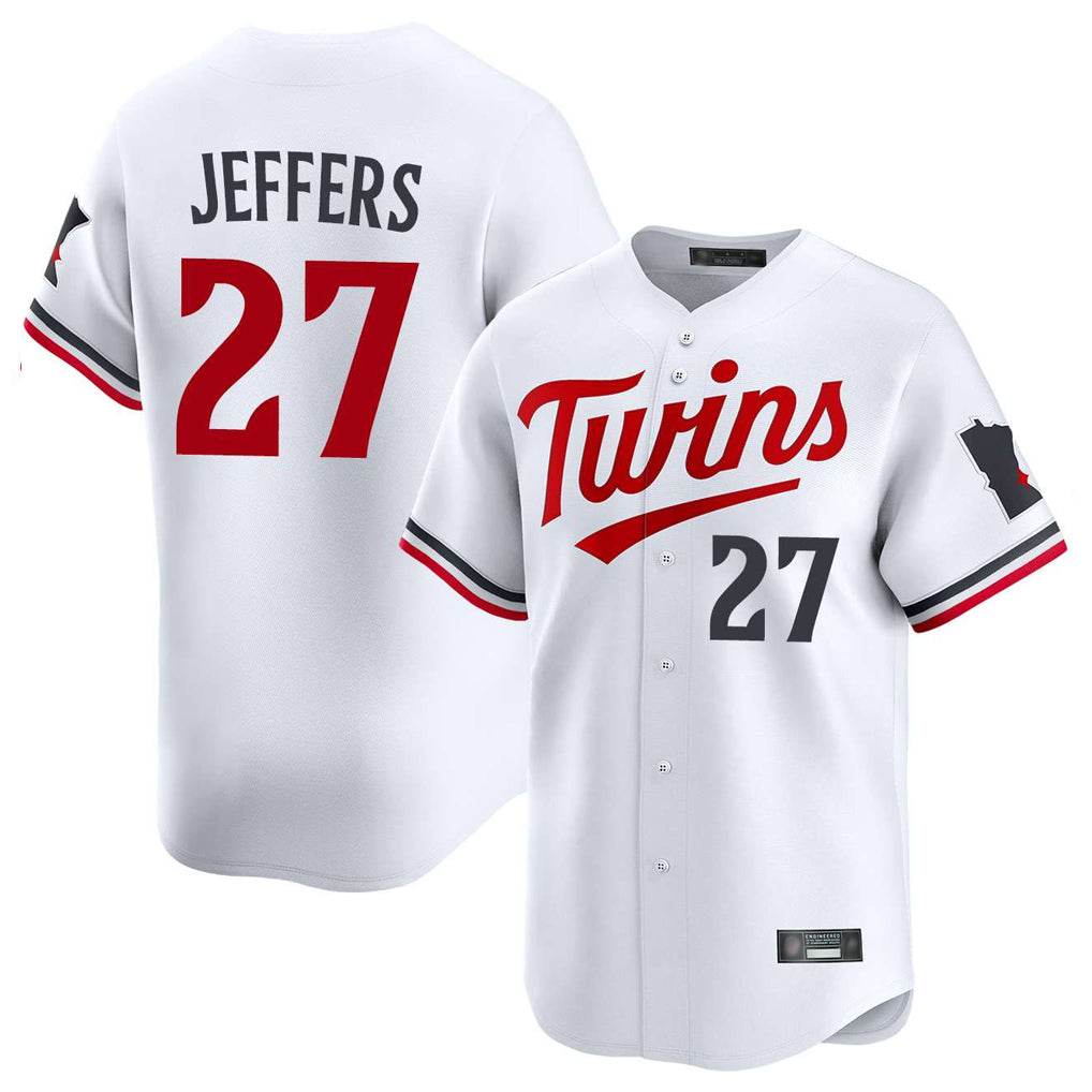 MATTH M.Twins #27 Ryan Jeffers Player White Home Limited Stitched Jerseys