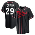 MATTH M.Twins #29 Rod Carew Player Black Fashion Out Home Limited Stitched Jerseys