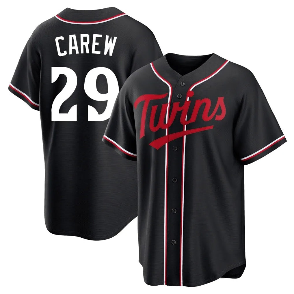 MATTH M.Twins #29 Rod Carew Player Black Fashion Out Home Limited Stitched Jerseys