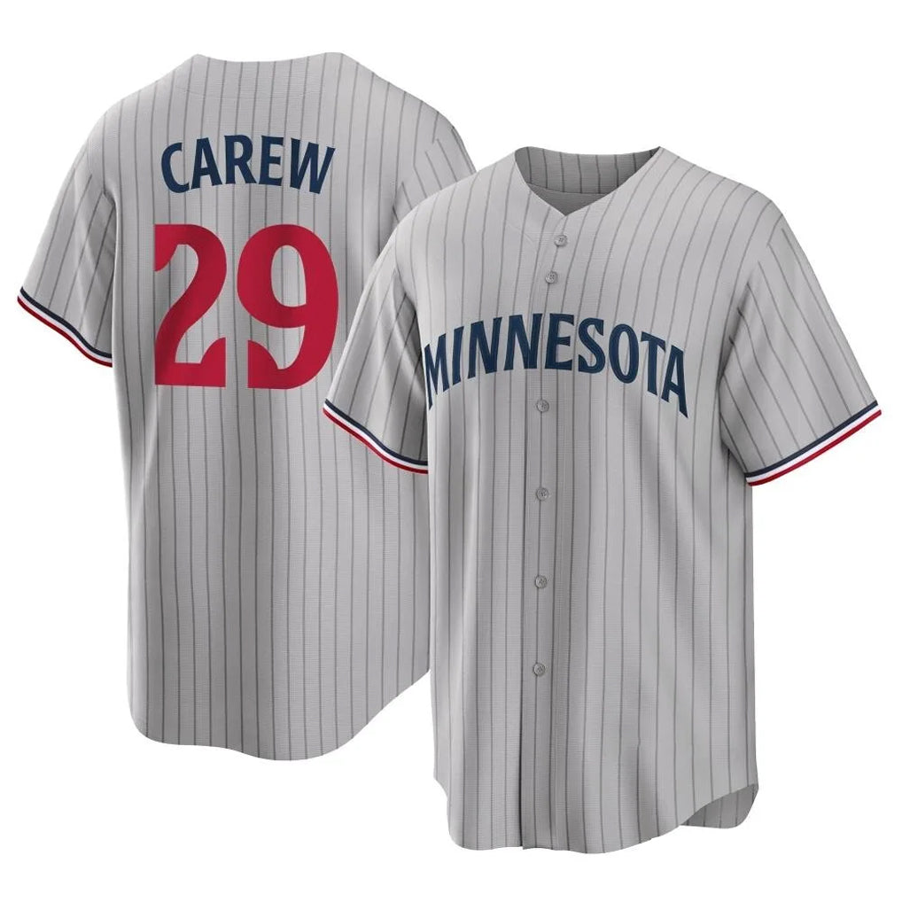 MATTH M.Twins #29 Rod Carew Player Gray Game Limited Home Stitched Jerseys