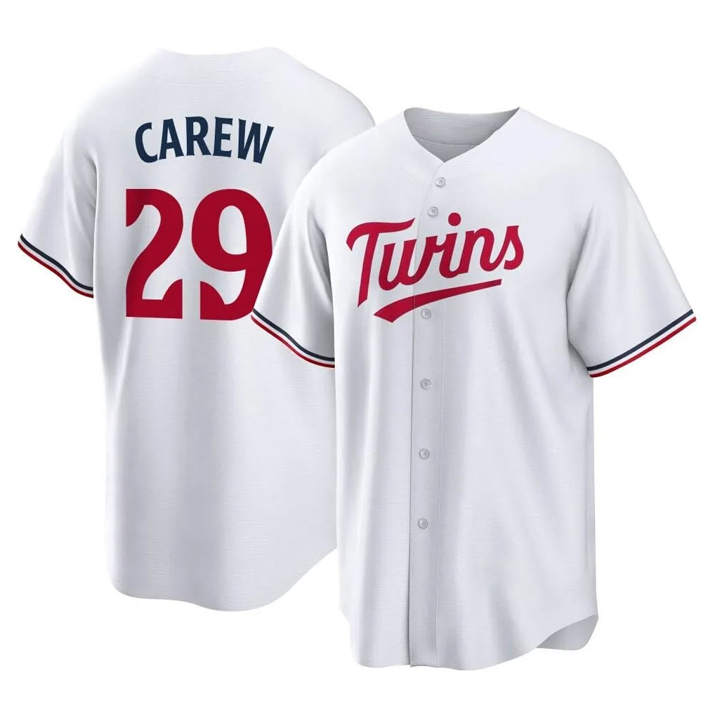 MATTH M.Twins #29 Rod Carew Player White Home Game Stitched Jerseys
