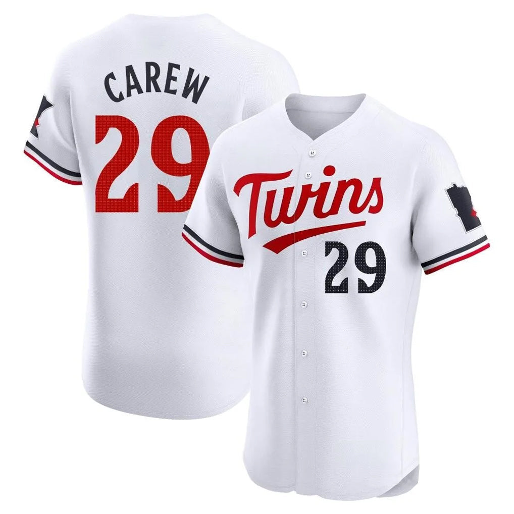 MATTH M.Twins #29 Rod Carew Player White Home Limited Elite Stitched Jerseys