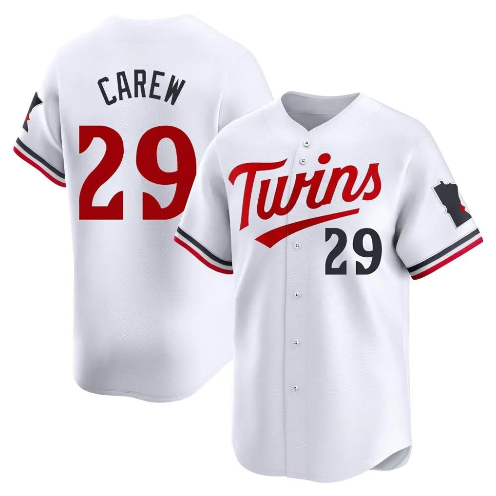 MATTH M.Twins #29 Rod Carew Player White Home Limited Stitched Jerseys