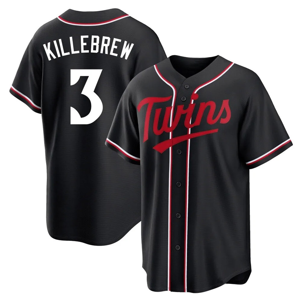 MATTH M.Twins #3 Harmon Killebrew Player Black Fashion Out Home Limited Stitched Jerseys