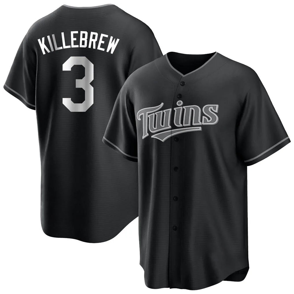MATTH M.Twins #3 Harmon Killebrew Player Black Home Game Stitched Jerseys
