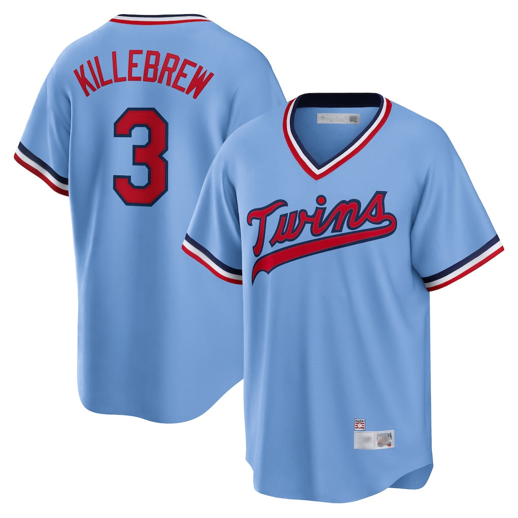MATTH M.Twins #3 Harmon Killebrew Player Light Blue Road Cooperstown CollectionKillebrew T-shirt Stitched Jerseys