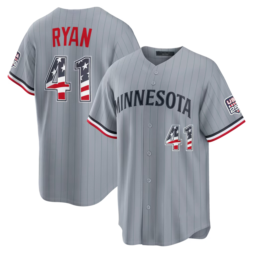 MATTH M.Twins #41 Joe Ryan Gray USA 250 Fourth of July Road Stadium Jersey
