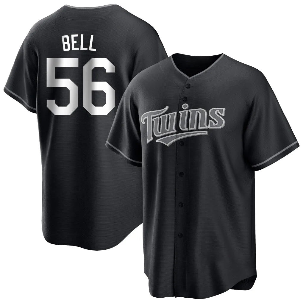 MATTH M.Twins #56 Josh Bell Player Black Home Game Stitched Jerseys