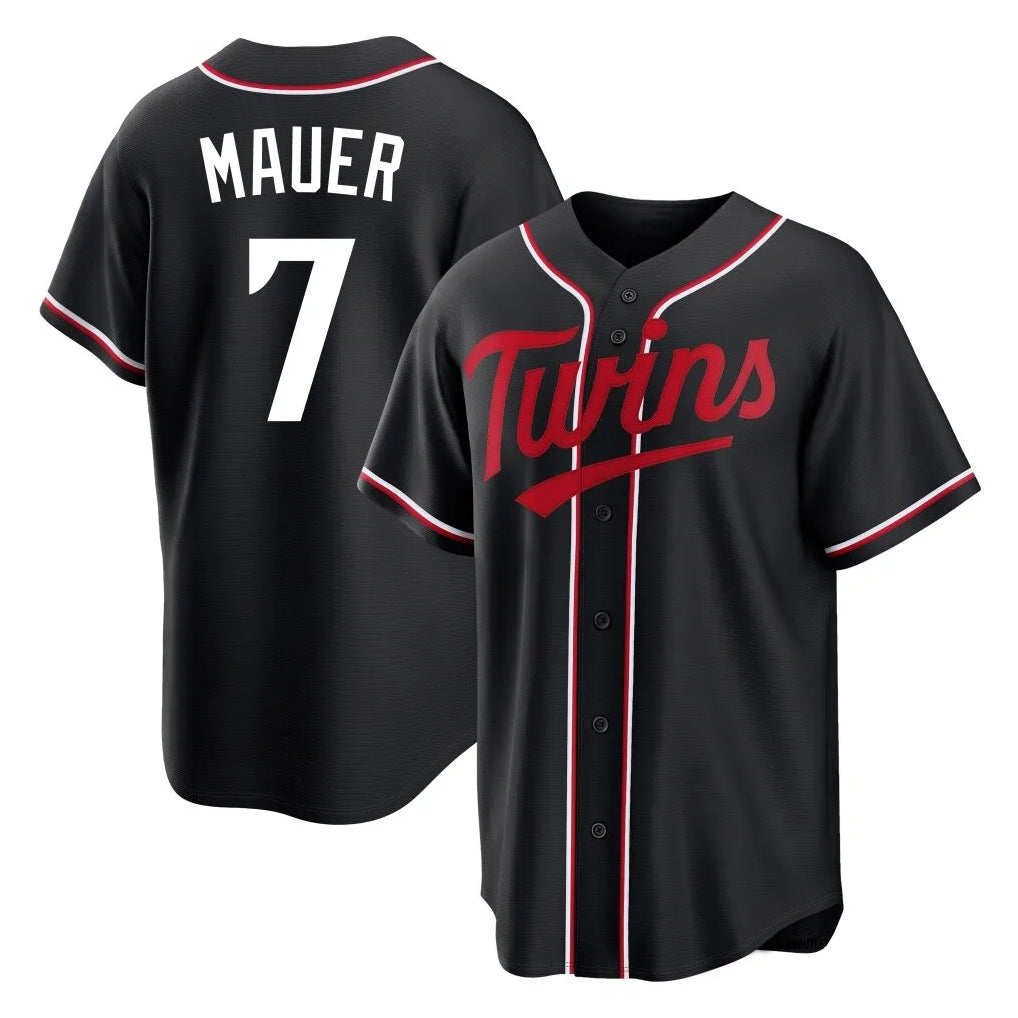 MATTH M.Twins #7 Joe Mauer Player Black Fashion Out Home Limited Stitched Jerseys