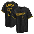 MATTH M.Twins #7 Joe Mauer Player Black Snake Skin City Home Game Stitched Jerseys