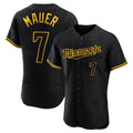 MATTH M.Twins #7 Joe Mauer Player Black Snake Skin City Home Limited Elite Stitched Jerseys