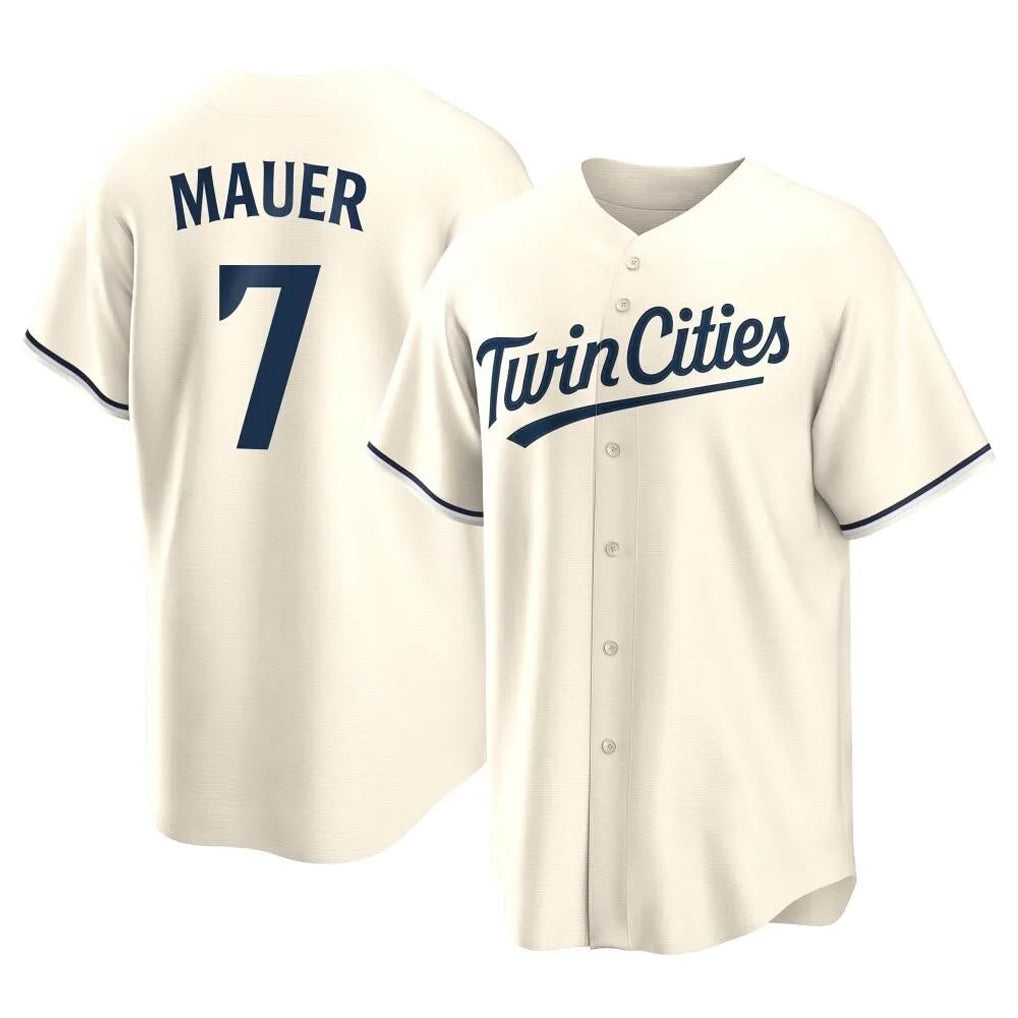 MATTH M.Twins #7 Joe Mauer Player Cream Game Limited Home Stitched Jerseys