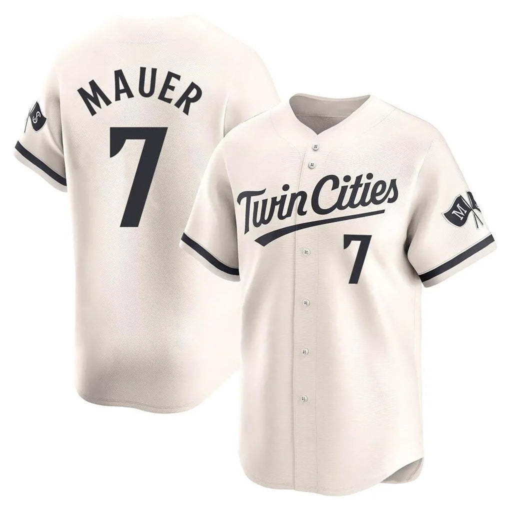 MATTH M.Twins #7 Joe Mauer Player Cream Home Limited Stitched Jerseys
