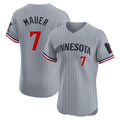 MATTH M.Twins #7 Joe Mauer Player Gray Home Limited Elite Stitched Jerseys