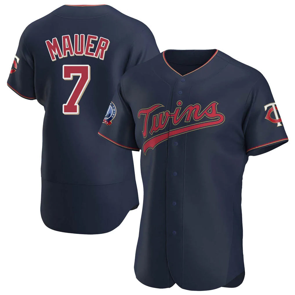 MATTH M.Twins #7 Joe Mauer Player Navy 60th Home Limited Elite Stitched Jerseys