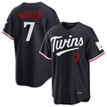 MATTH M.Twins #7 Joe Mauer Player Navy Home Game Stitched Jerseys