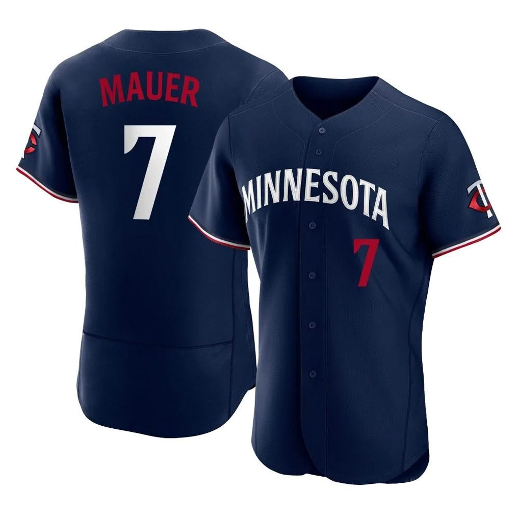 MATTH M.Twins #7 Joe Mauer Player Navy Replica Home Limited Elite Stitched Jerseys