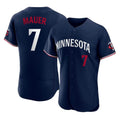 MATTH M.Twins #7 Joe Mauer Player Navy Replica Home Limited Elite Stitched Jerseys
