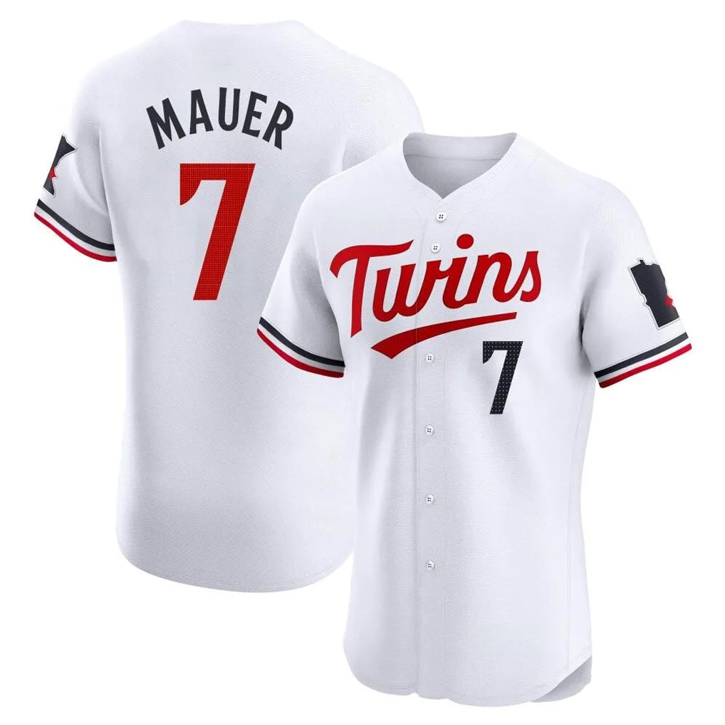 MATTH M.Twins #7 Joe Mauer Player White Home Limited Elite Stitched Jerseys
