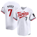 MATTH M.Twins #7 Joe Mauer Player White Home Limited Stitched Jerseys