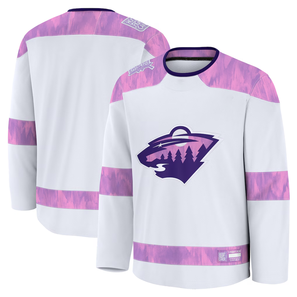 MATTH M.Wild White 2024 Hockey Fights Cancer Practice Jerseys