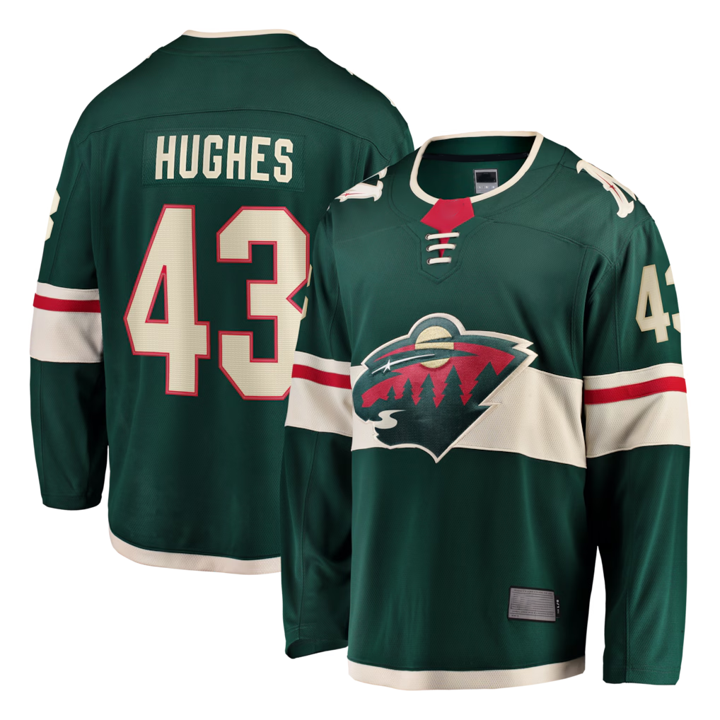 MATTH M.Wild #43 Quinn Hughes Green Home Breakaway Jerseys