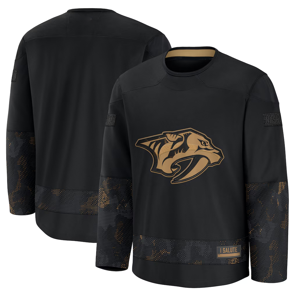 MATTH N.Predators Black 2024 Military Appreciation Practice Jerseys