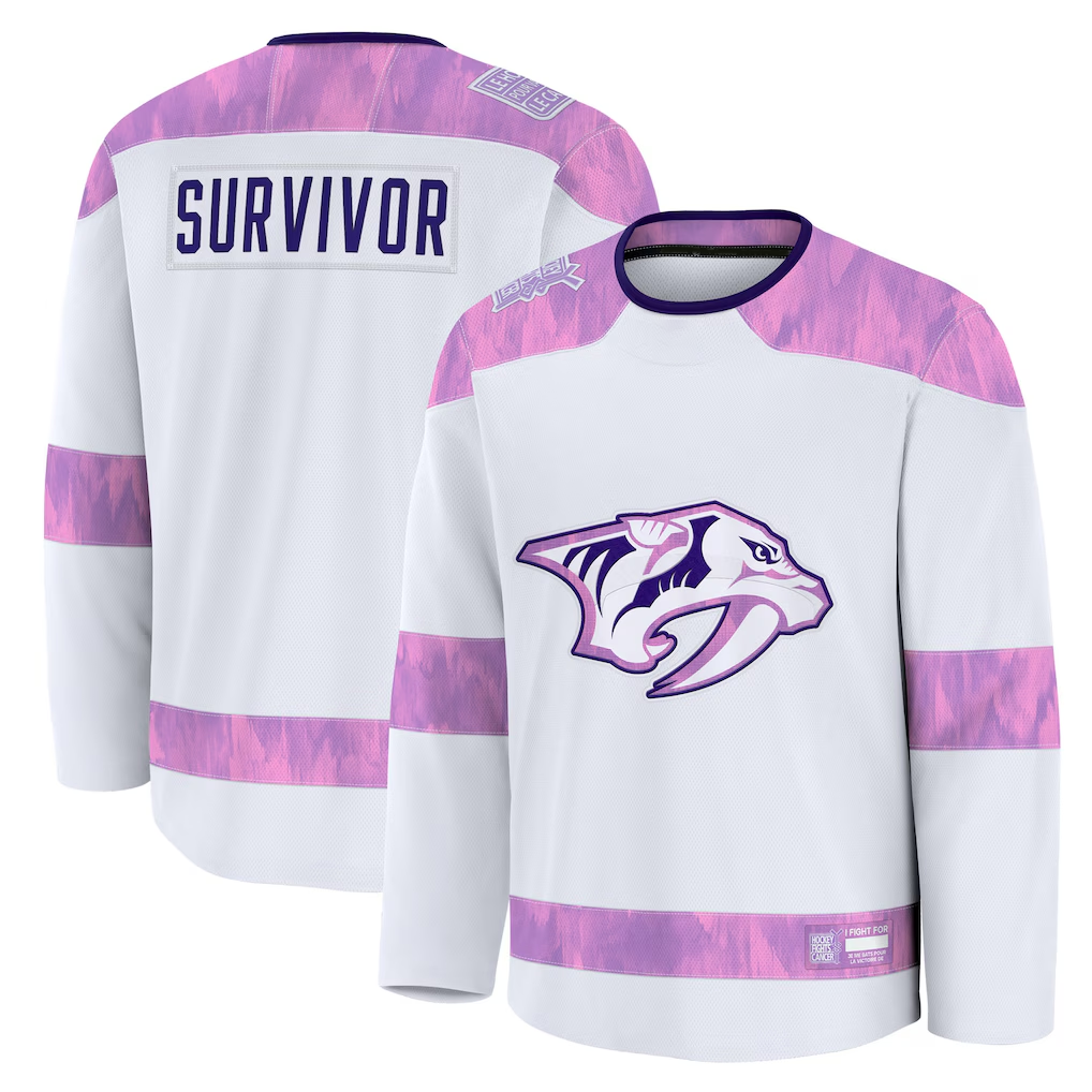 MATTH N.Predators White Hockey Fights Cancer Survivor Practice Jerseys