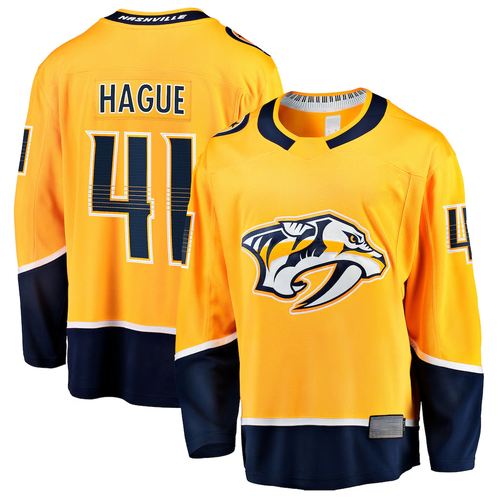 MATTH N.Predators #41 Nicolas Hague Gold Home Breakaway Jerseys