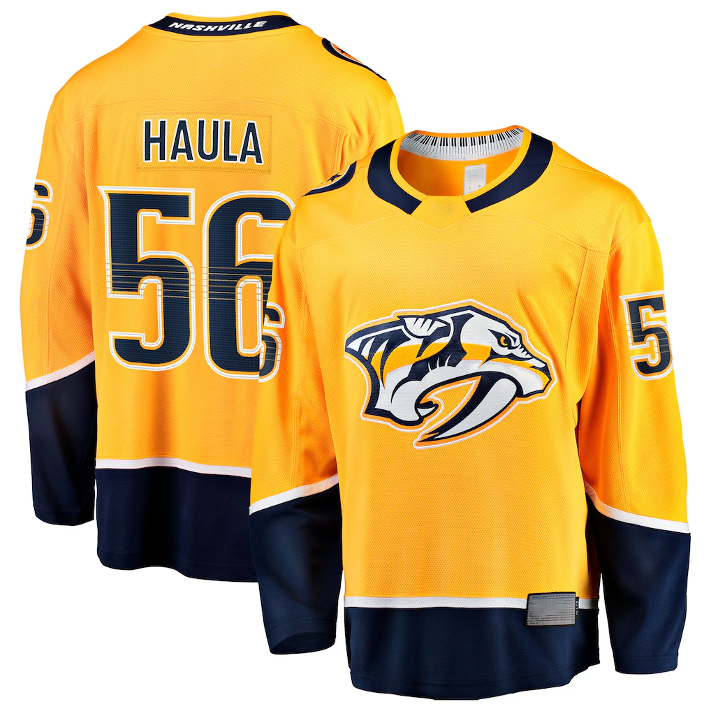 MATTH N.Predators #56 Erik Haula Gold Home Breakaway Jerseys