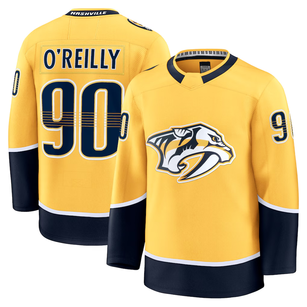 MATTH N.Predators #90 Ryan O'Reilly Yellow Home Premium Jerseys