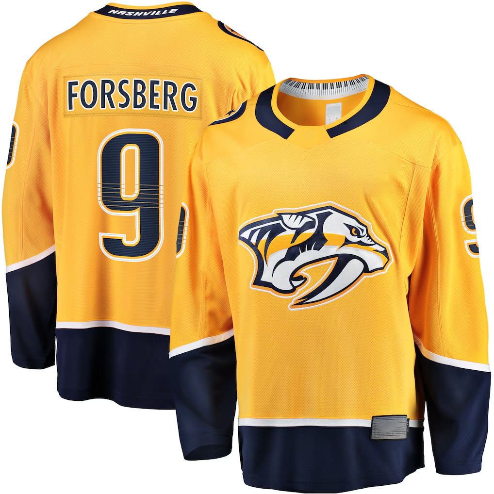 MATTH N.Predators #9 Filip Forsberg Gold Home Breakaway Jerseys