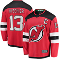 MATTH N.Jersey Devils #13 Nico Hischier Red Captain Patch Home Breakaway Jerseys