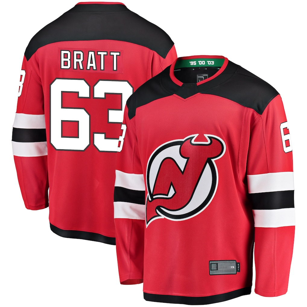 MATTH N.Jersey Devils #63 Jesper Bratt Red Home Breakaway Player Jerseys