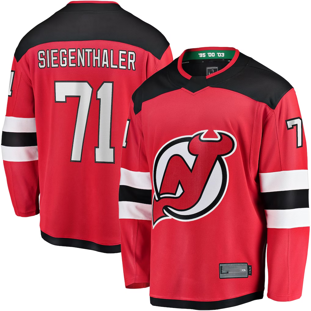 MATTH N.Jersey Devils #71 Jonas Siegenthaler Red Home Breakaway Player Jerseys