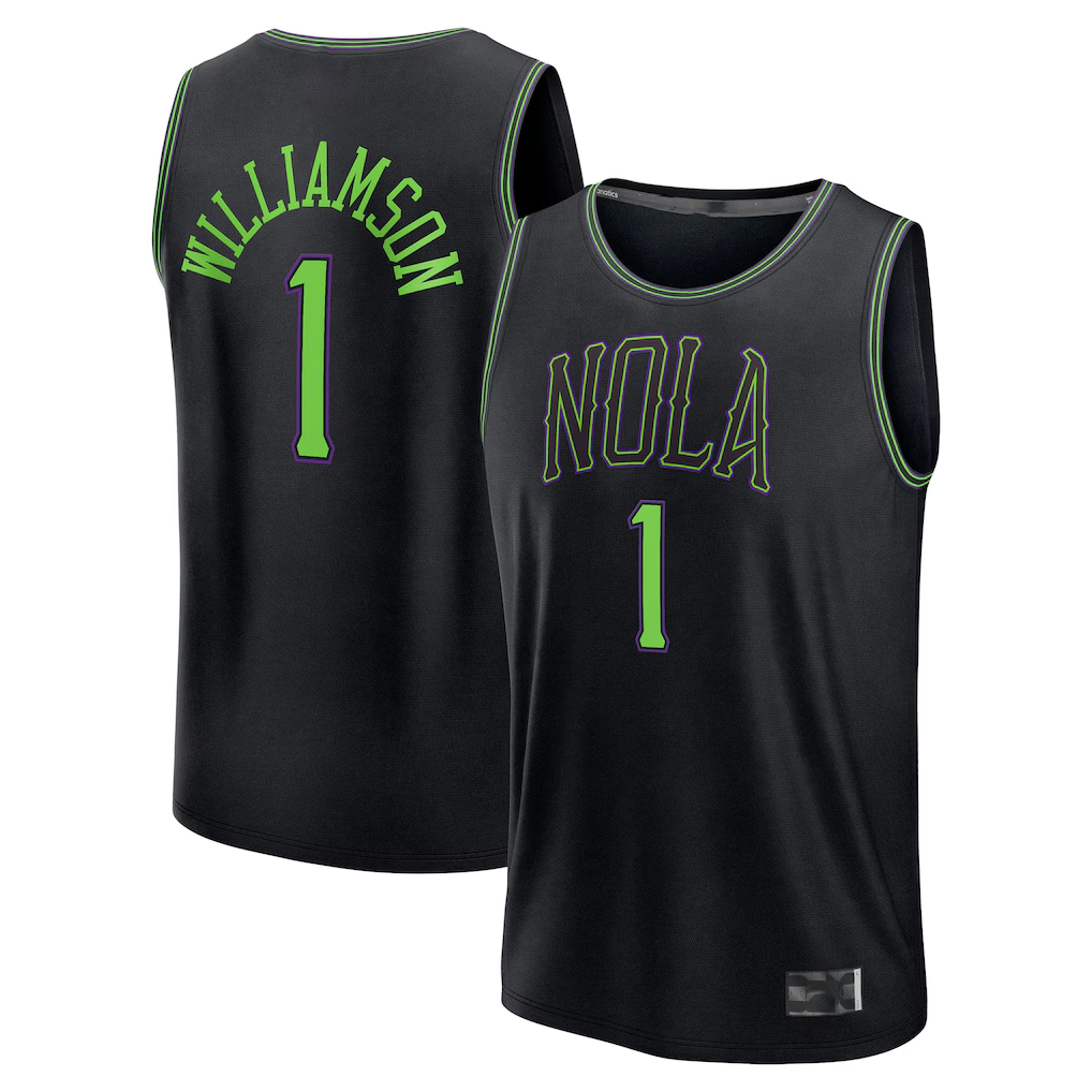 MATTH NO.Pelicans #1 Zion Williamson Black 2025-2026 City Edition Fast Break Stitched Jerseys
