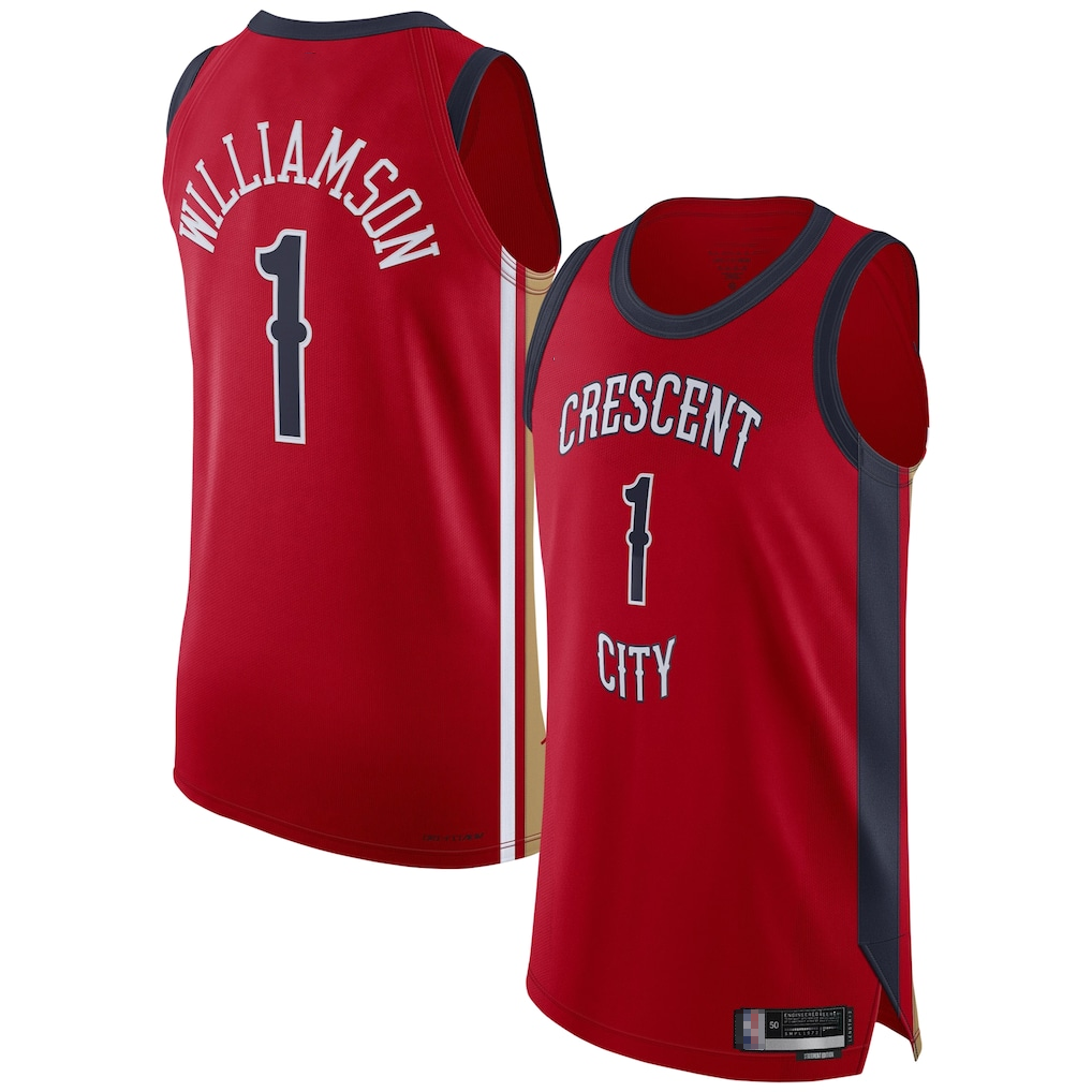 MATTH NO.Pelicans #1 Zion Williamson Red Authentic Stitched Jerseys- Statement Edition
