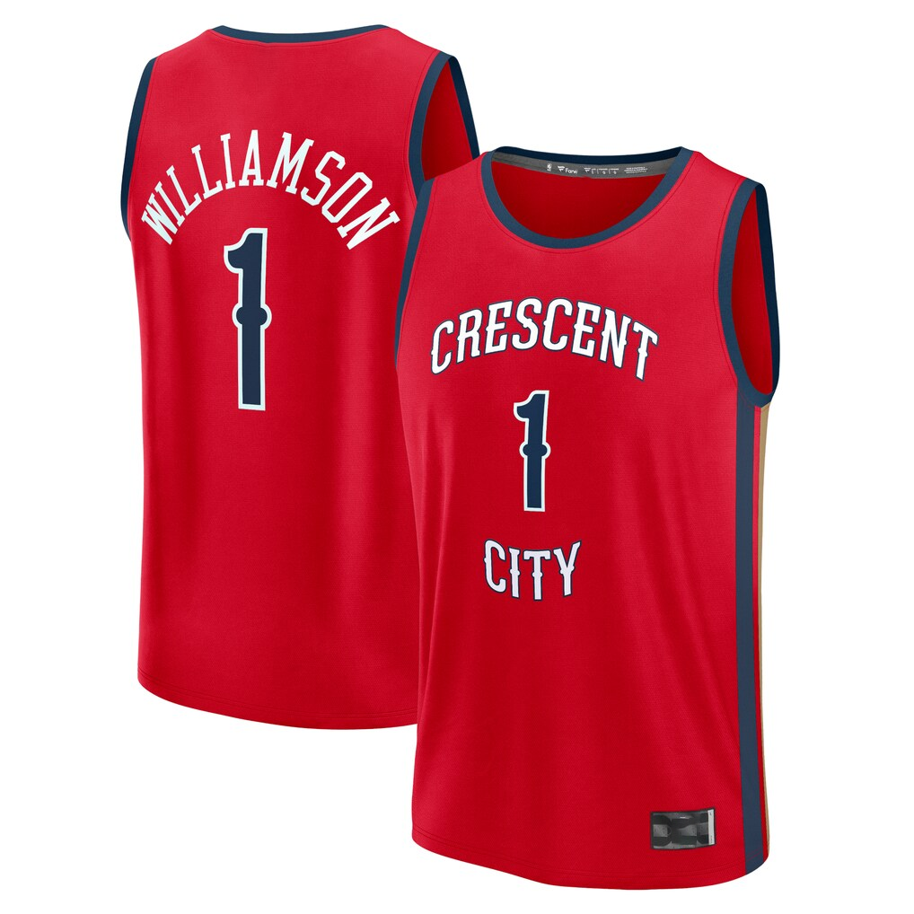 MATTH NO.Pelicans #1 Zion Williamson Red Fast Break Replica Player Stitched Jerseys- Statement Edition