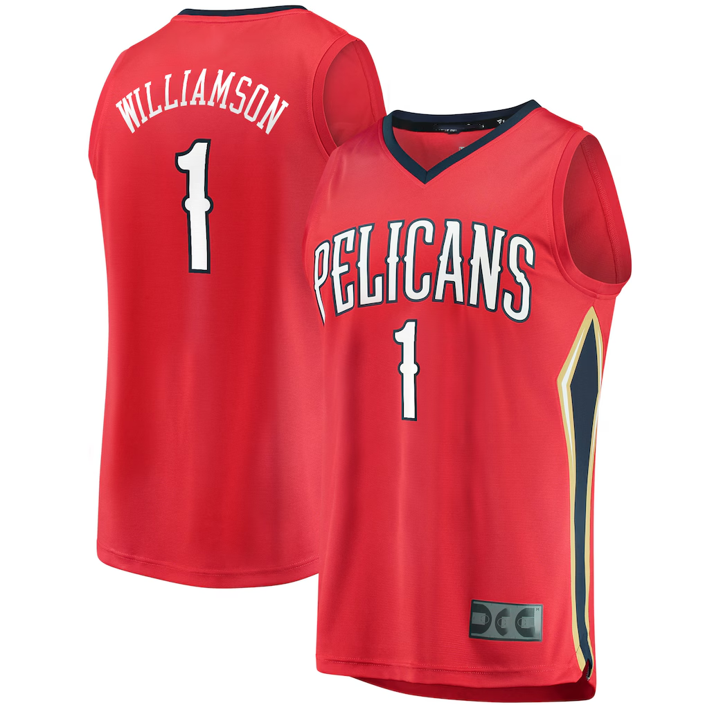 MATTH NO.Pelicans #1 Zion Williamson Red Replica Fast Break Stitched Jerseys- Statement Edition