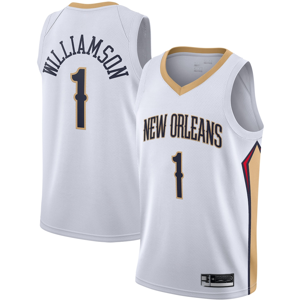 MATTH NO.Pelicans #1 Zion Williamson White 2019-2020 Swingman Stitched Jerseys- Association Edition