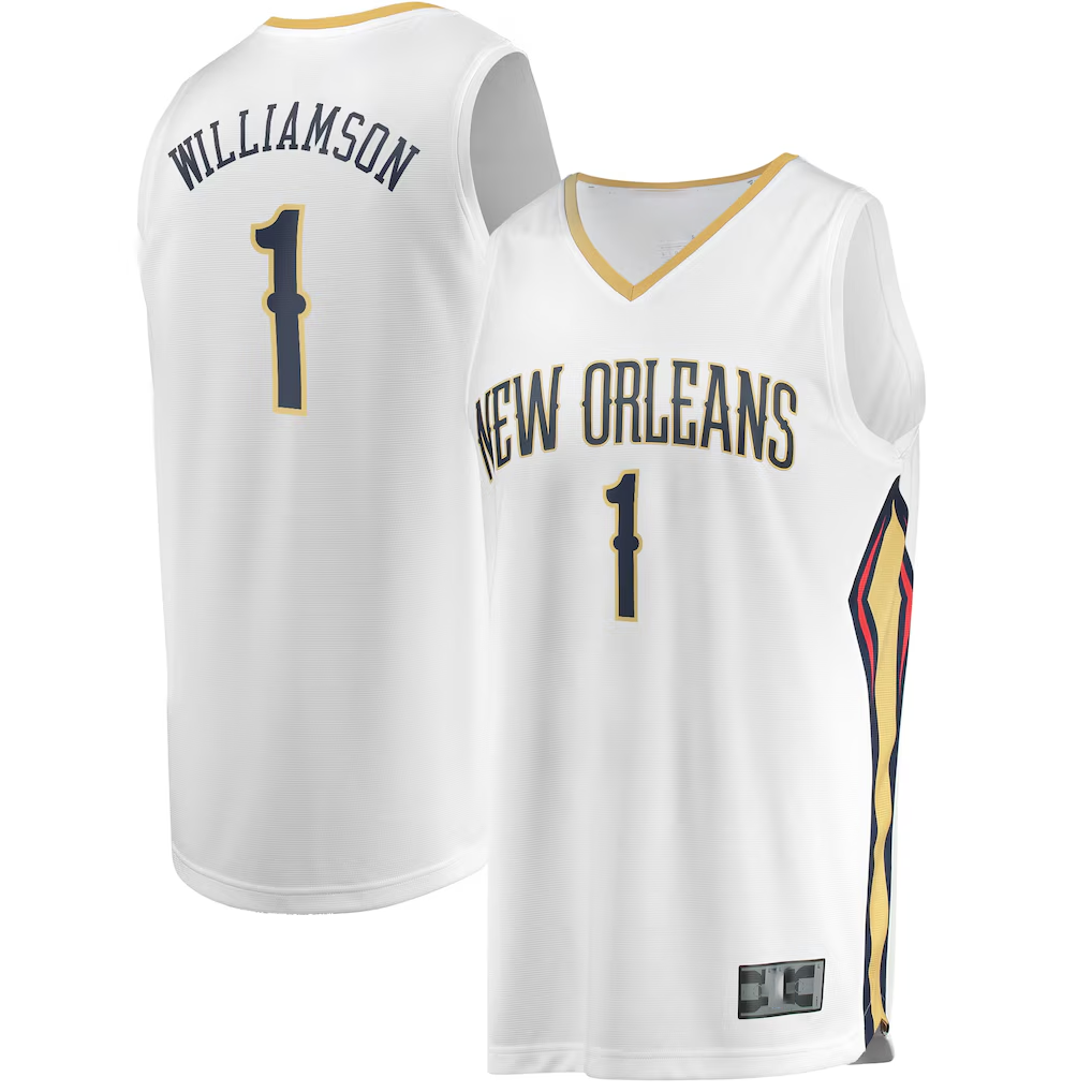 MATTH NO.Pelicans #1 Zion Williamson White Replica Fast Break Stitched Jerseys- Association Edition