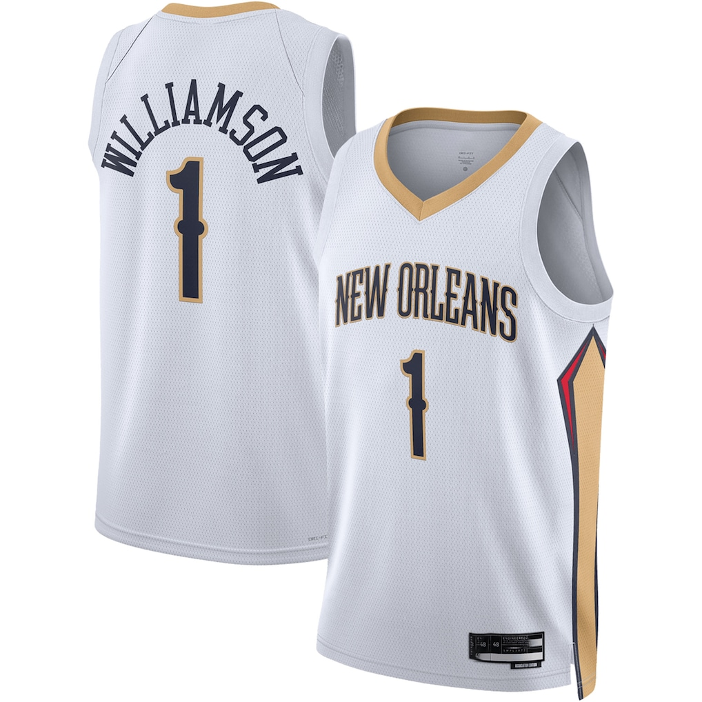 MATTH NO.Pelicans #1 Zion Williamson White Swingman Stitched Jerseys- Association Edition