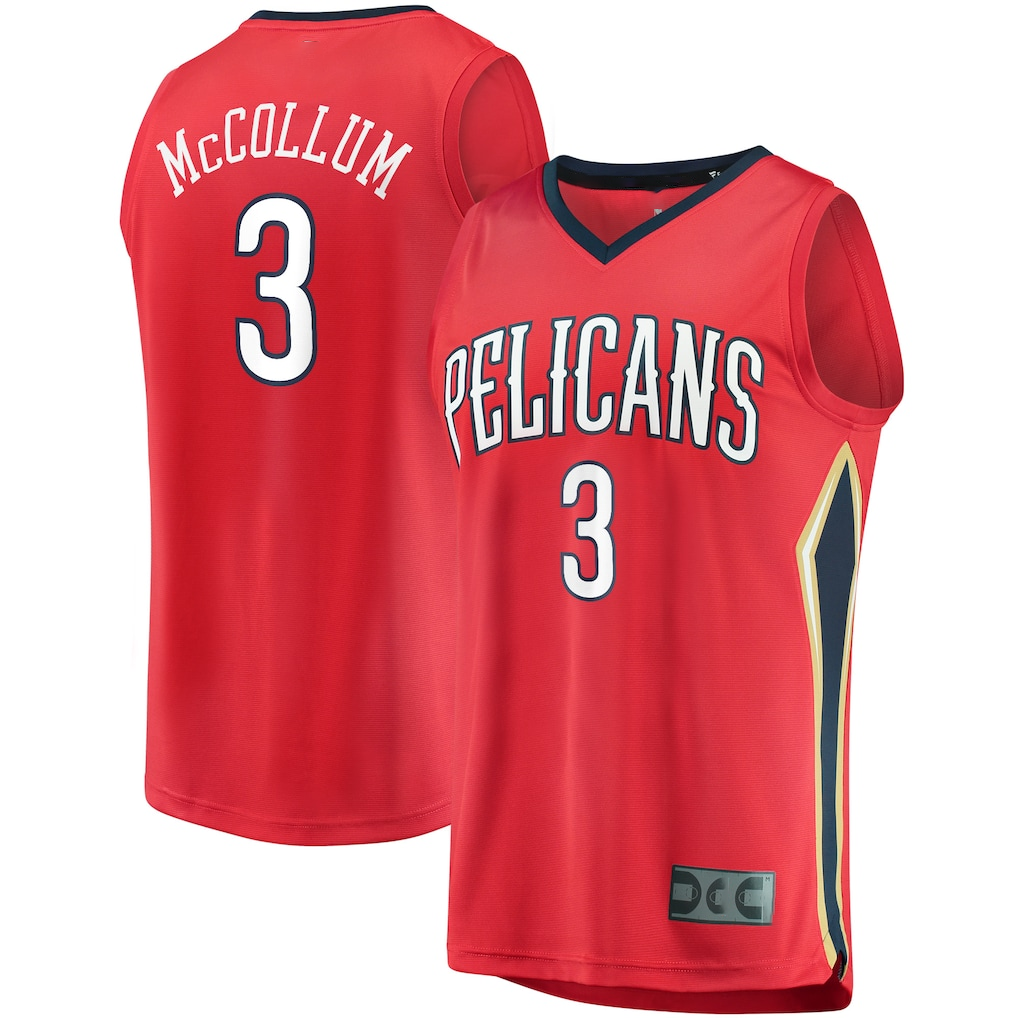 MATTH NO.Pelicans #3 C.J. McCollum Red Fast Break Replica Player Stitched Jerseys- Statement Edition
