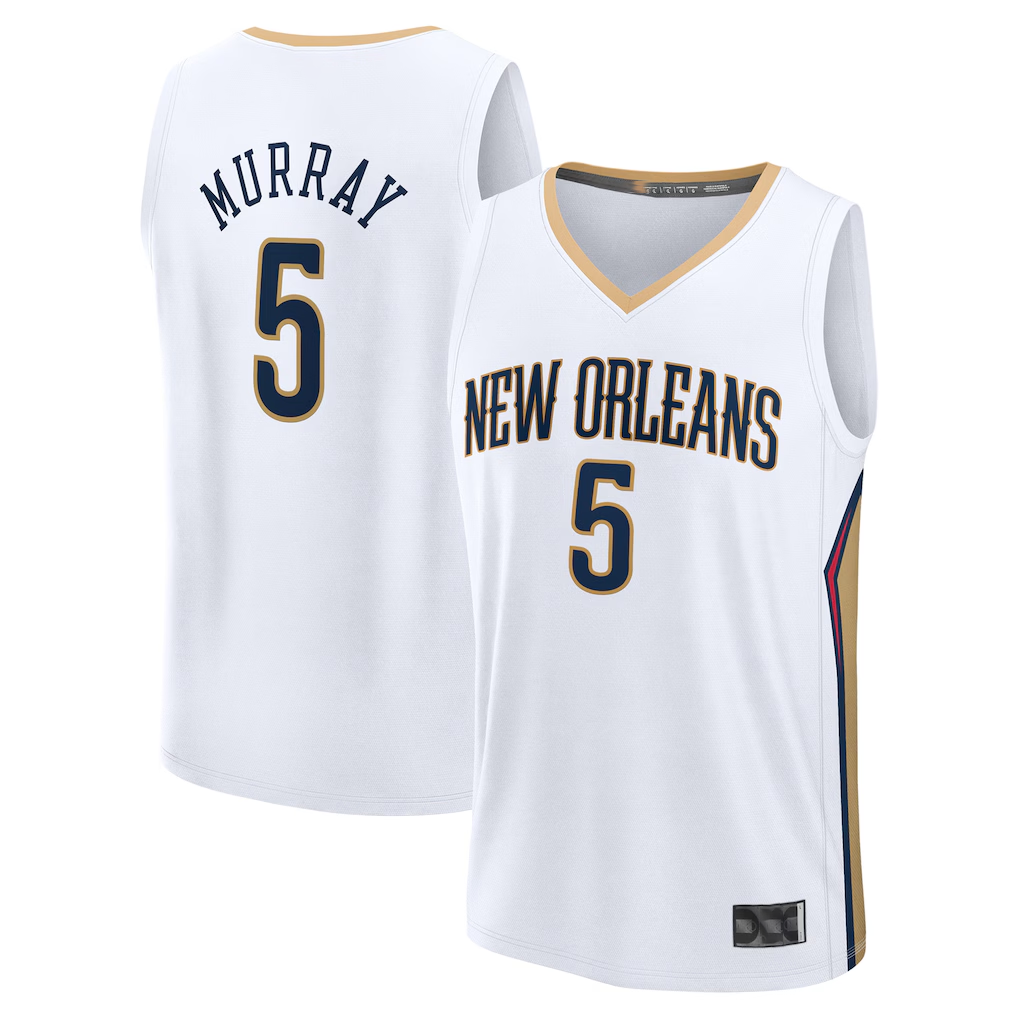 MATTH NO.Pelicans #5 Dejounte Murray White Fast Break Replica Player Stitched Jerseys- Association Edition