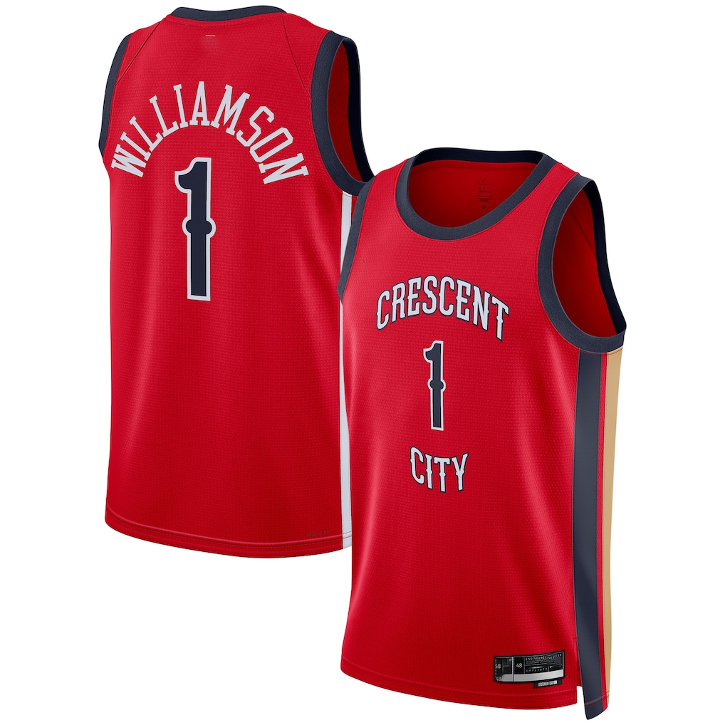 MATTH NO.Pelicans #1 Zion Williamson Red Swingman Stitched Jerseys- Statement Edition